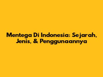 Mentega Di Indonesia: Sejarah, Jenis, & Penggunaannya