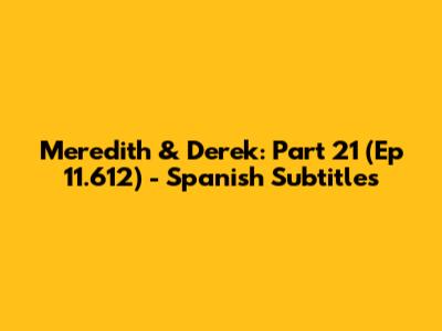 Meredith & Derek: Part 21 (Ep 11.612) - Spanish Subtitles