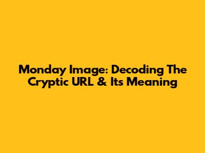 Monday Image: Decoding The Cryptic URL & Its Meaning