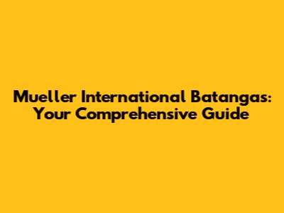 Mueller International Batangas: Your Comprehensive Guide