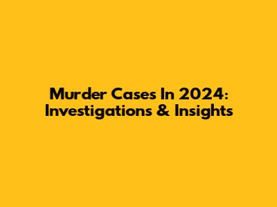 Murder Cases In 2024: Investigations & Insights