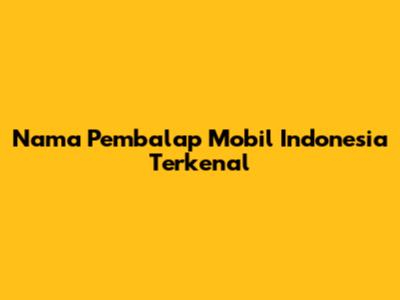 Nama Pembalap Mobil Indonesia Terkenal