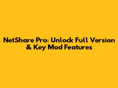 NetShare Pro: Unlock Full Version & Key Mod Features