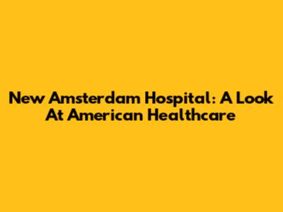 New Amsterdam Hospital: A Look At American Healthcare