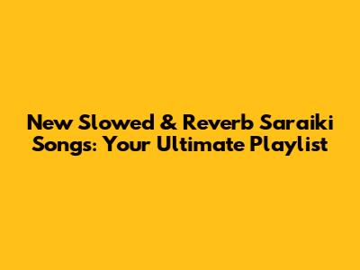 New Slowed & Reverb Saraiki Songs: Your Ultimate Playlist