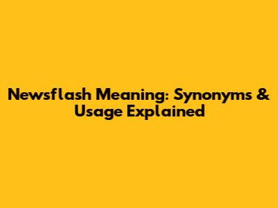 Newsflash Meaning: Synonyms & Usage Explained