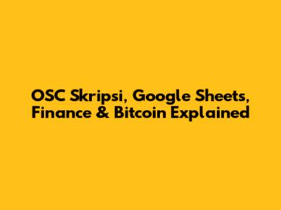 OSC Skripsi, Google Sheets, Finance & Bitcoin Explained