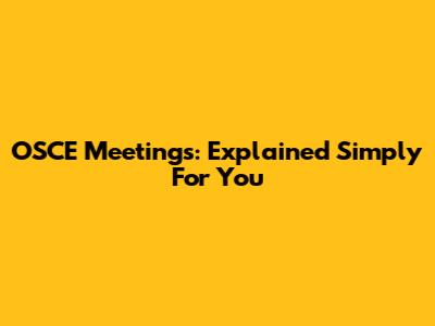 OSCE Meetings: Explained Simply For You