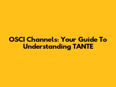 OSCI Channels: Your Guide To Understanding TANTE