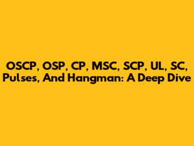 OSCP, OSP, CP, MSC, SCP, UL, SC, Pulses, And Hangman: A Deep Dive
