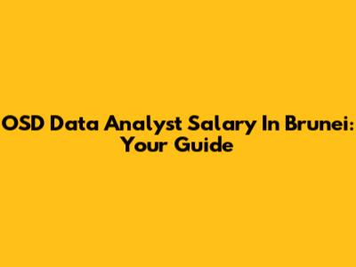 OSD Data Analyst Salary In Brunei: Your Guide