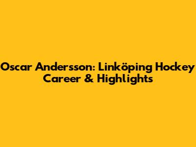 Oscar Andersson: Linköping Hockey Career & Highlights
