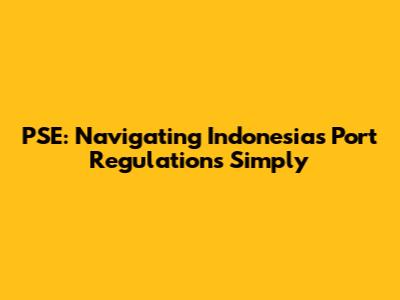 PSE: Navigating Indonesia's Port Regulations Simply