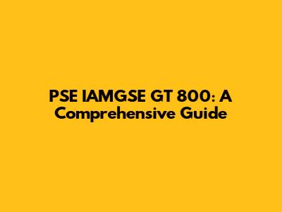 PSE IAMGSE GT 800: A Comprehensive Guide