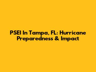 PSEI In Tampa, FL: Hurricane Preparedness & Impact