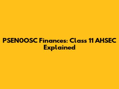 PSEN0OSC Finances: Class 11 AHSEC Explained