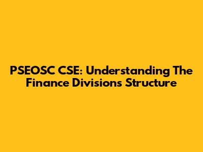 PSEOSC CSE: Understanding The Finance Division's Structure