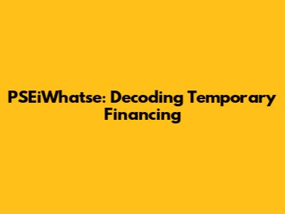 PSEiWhatse: Decoding Temporary Financing