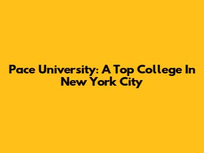 Pace University: A Top College In New York City
