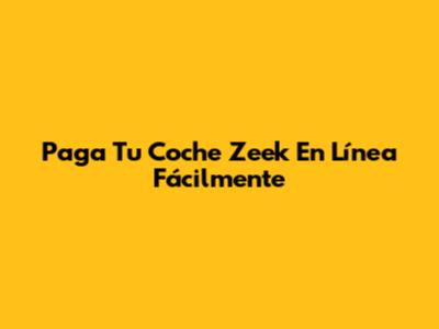 Paga Tu Coche Zeek En Línea Fácilmente