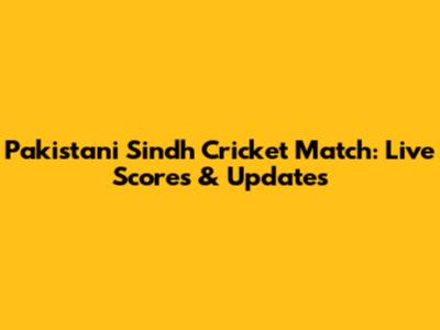 Pakistani Sindh Cricket Match: Live Scores & Updates