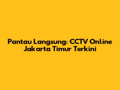 Pantau Langsung: CCTV Online Jakarta Timur Terkini