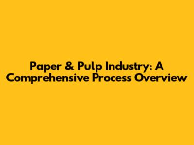 Paper & Pulp Industry: A Comprehensive Process Overview