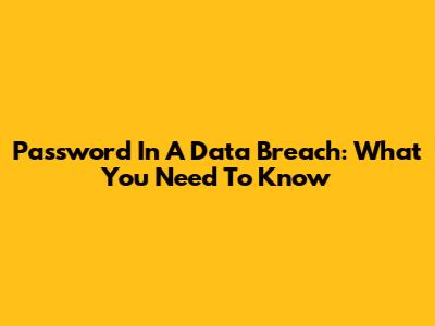Password In A Data Breach: What You Need To Know