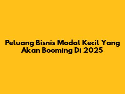 Peluang Bisnis Modal Kecil Yang Akan Booming Di 2025