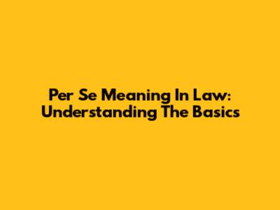 Per Se Meaning In Law: Understanding The Basics