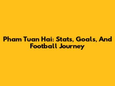 Pham Tuan Hai: Stats, Goals, And Football Journey
