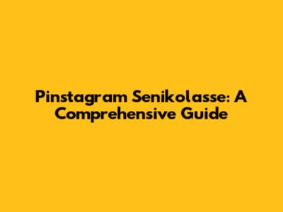 Pinstagram Senikolasse: A Comprehensive Guide