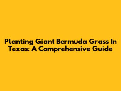 Planting Giant Bermuda Grass In Texas: A Comprehensive Guide