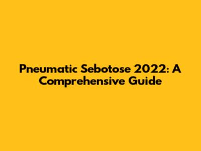 Pneumatic Sebotose 2022: A Comprehensive Guide