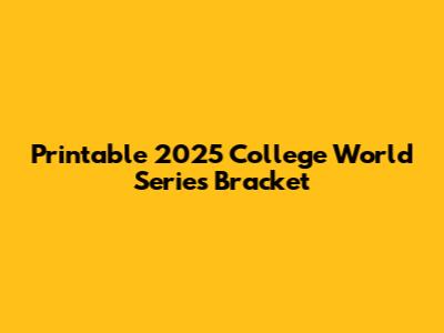 Printable 2025 College World Series Bracket
