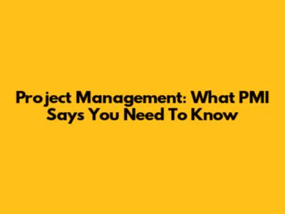 Project Management: What PMI Says You Need To Know