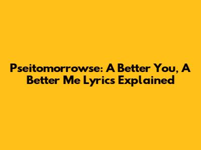 Pseitomorrowse: "A Better You, A Better Me" Lyrics Explained
