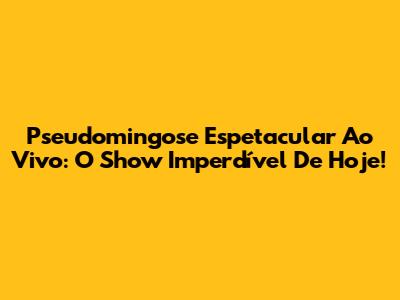 Pseudomingose Espetacular Ao Vivo: O Show Imperdível De Hoje!