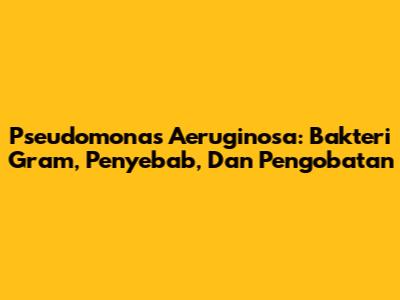 Pseudomonas Aeruginosa: Bakteri Gram, Penyebab, Dan Pengobatan