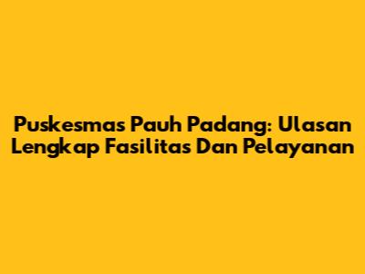 Puskesmas Pauh Padang: Ulasan Lengkap Fasilitas Dan Pelayanan