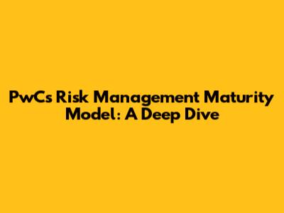 PwC's Risk Management Maturity Model: A Deep Dive