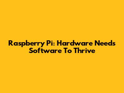 Raspberry Pi: Hardware Needs Software To Thrive