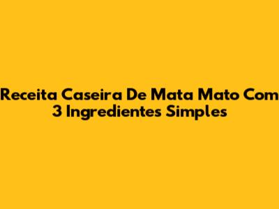 Receita Caseira De Mata Mato Com 3 Ingredientes Simples