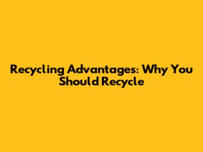 Recycling Advantages: Why You Should Recycle