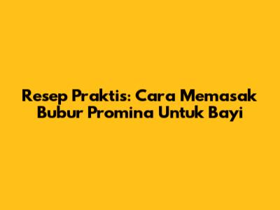 Resep Praktis: Cara Memasak Bubur Promina Untuk Bayi