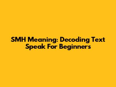 SMH Meaning: Decoding Text Speak For Beginners