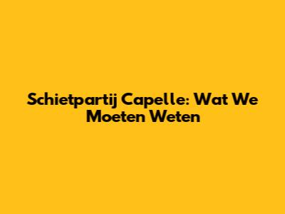 Schietpartij Capelle: Wat We Moeten Weten