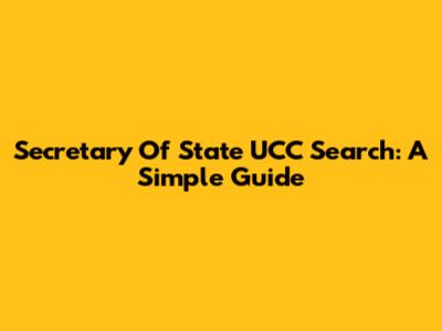 Secretary Of State UCC Search: A Simple Guide