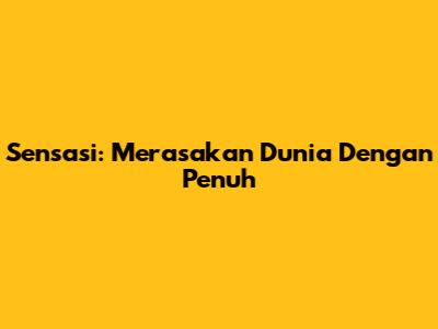 Sensasi: Merasakan Dunia Dengan Penuh