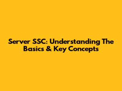 Server SSC: Understanding The Basics & Key Concepts